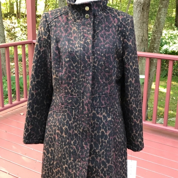 NWT! VIA SPIGA size 14 leopard wool blend jacket